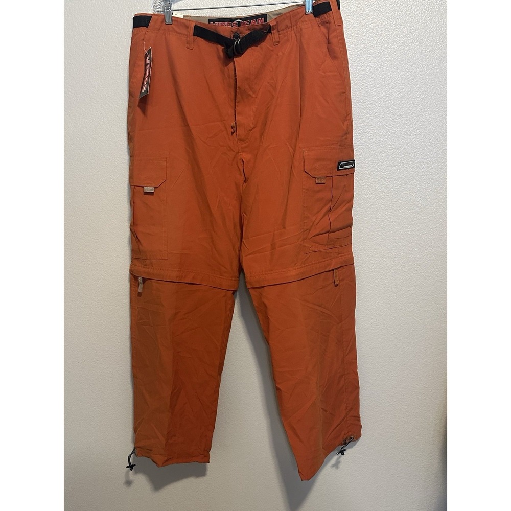 VIBES MEN XL Cargo Pants Convertible Baggy Orange Skater Paratrooper VTG Y2K NWT - Picture 13 of 13